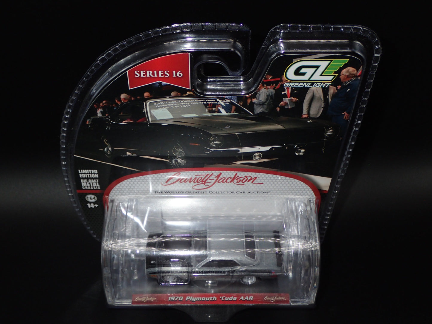 2025 GREENLIGHT 1970 PLYMOUTH CUDA AAR BARRETT JACKSON 16 1:64 RAW SUPER CHASE