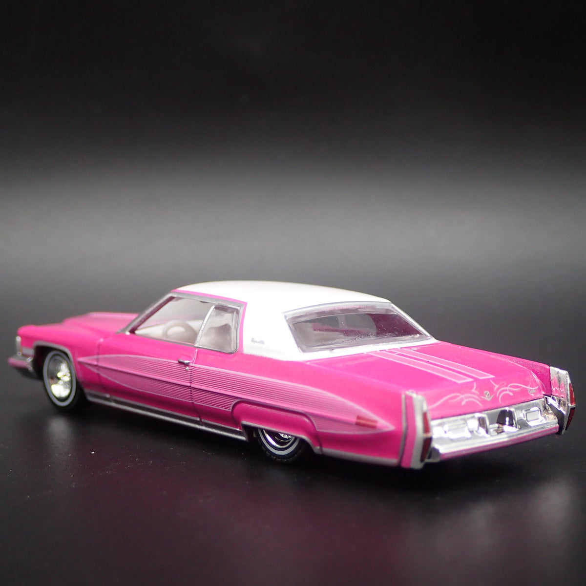 1973 CADDY CADILLAC COUPE DEVILLE LOWRIDER 1/64 SCALE DIORAMA DIECAST MODEL CAR-Burning Rubber Toy Company