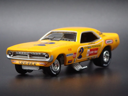 1973 73 PLYMOUTH CUDA FUNNY CAR DON PRUDHOMME SNAKE 1/64 SCALE DIECAST MODEL CAR