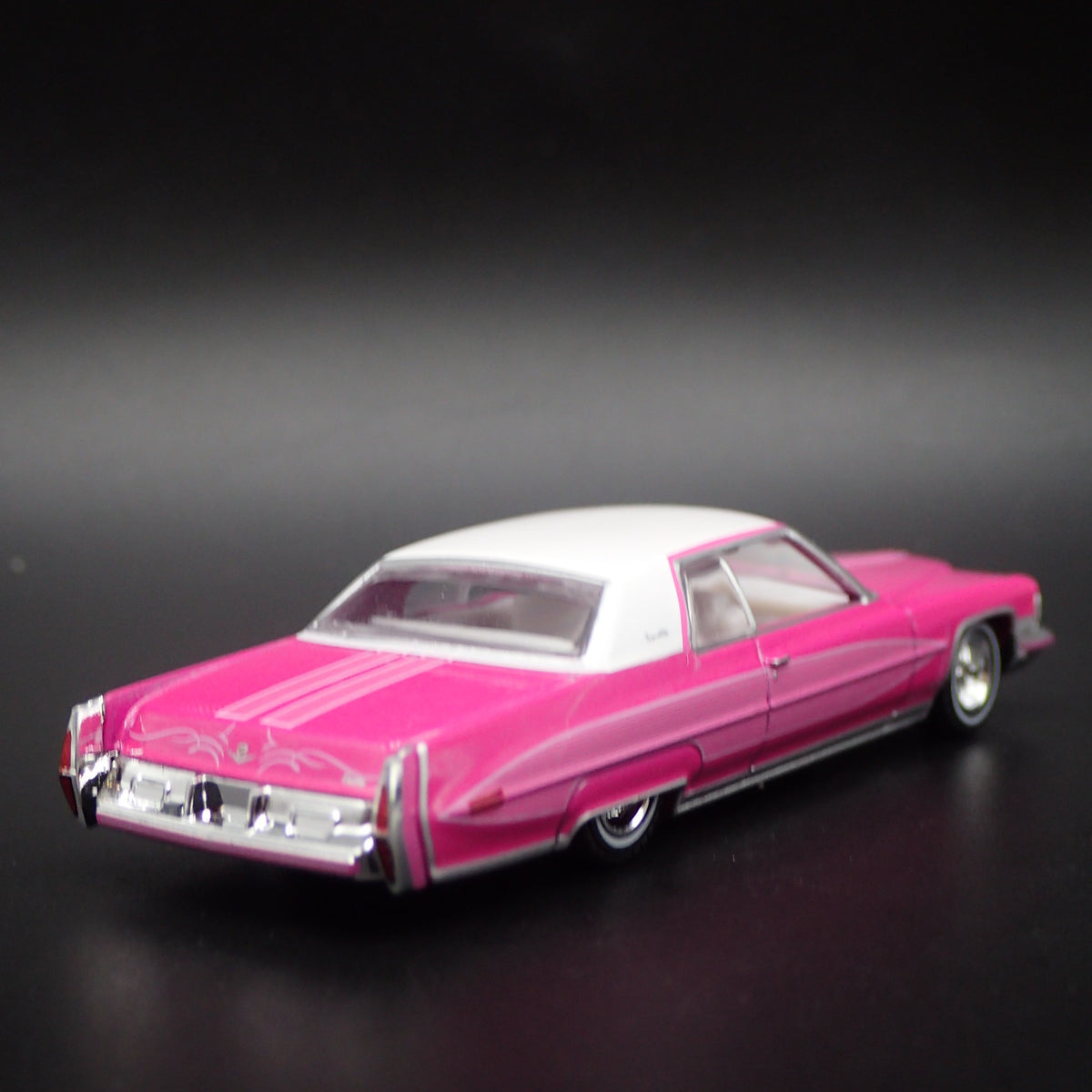 1973 CADDY CADILLAC COUPE DEVILLE LOWRIDER 1/64 SCALE DIORAMA DIECAST MODEL CAR-Burning Rubber Toy Company