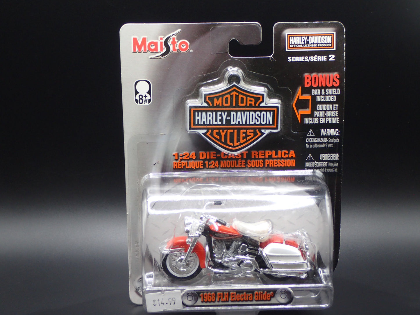 1968 FLH ELECTRA GLIDE HARLEY DAVIDSON MOTORCYCLE H-D MAISTO 1:24 DIECAST MODEL