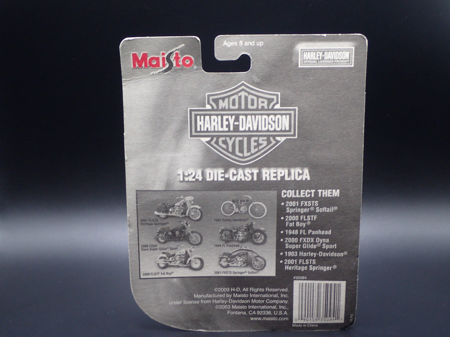 2000 00 FLSTF FAT BOY HARLEY DAVIDSON MOTORCYCLE HD 1:24 SCALE DIECAST MODEL