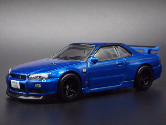 1999-2002 NISSAN SKYLINE GT-RV-SPEC II BNR34 BLUE 1:64 SCALE DIECAST MODEL CAR
