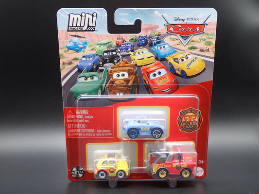 2025 DISNEY PIXAR CARS MINI RACERS 3 PACK SALLY, LUIGI , MATER RACE & RESCUE