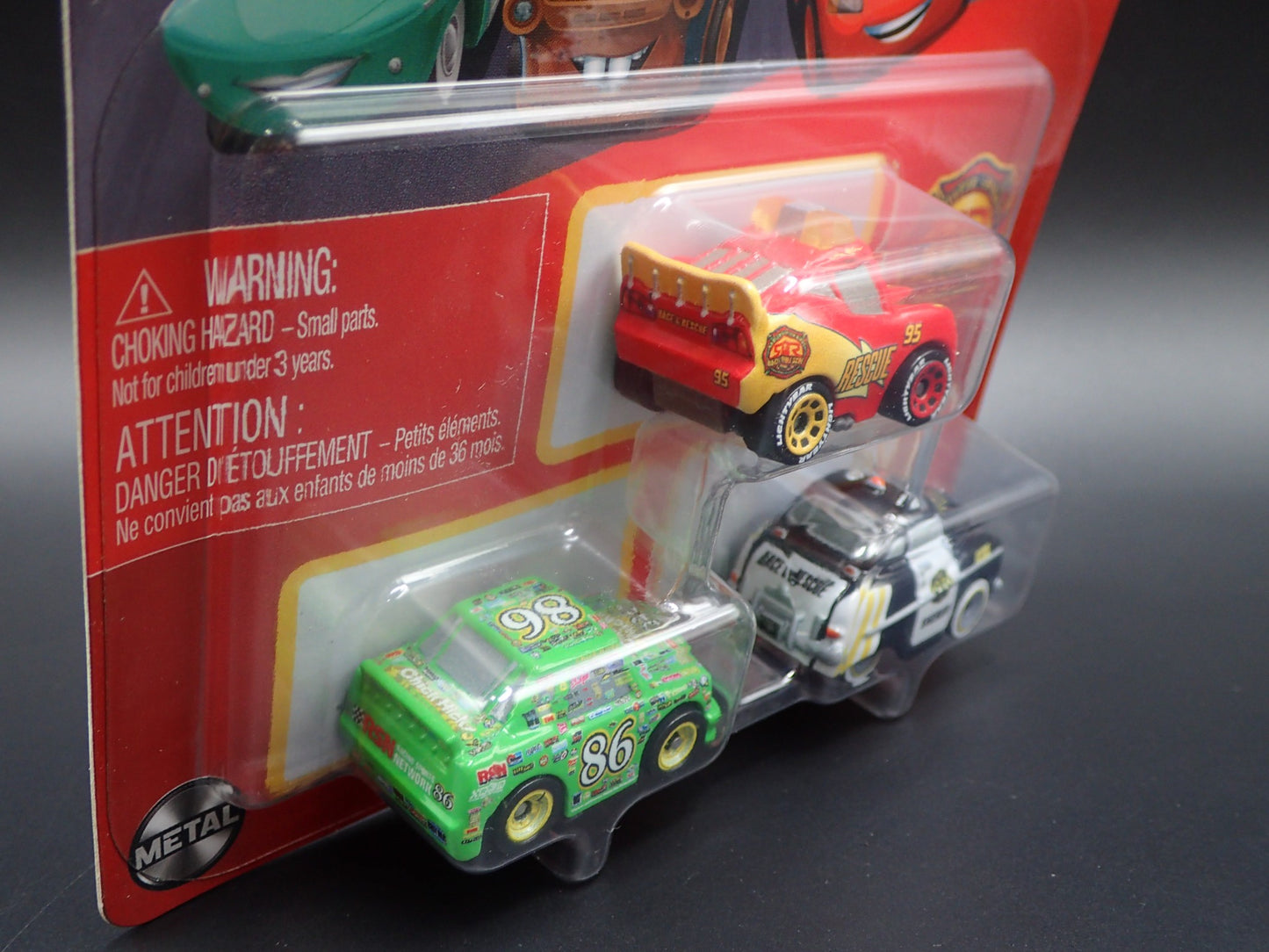 2025 DISNEY PIXAR CARS MINI RACERS 3 PACK MCQUEEN, CHICK , SHERIFF RACE & RESCUE