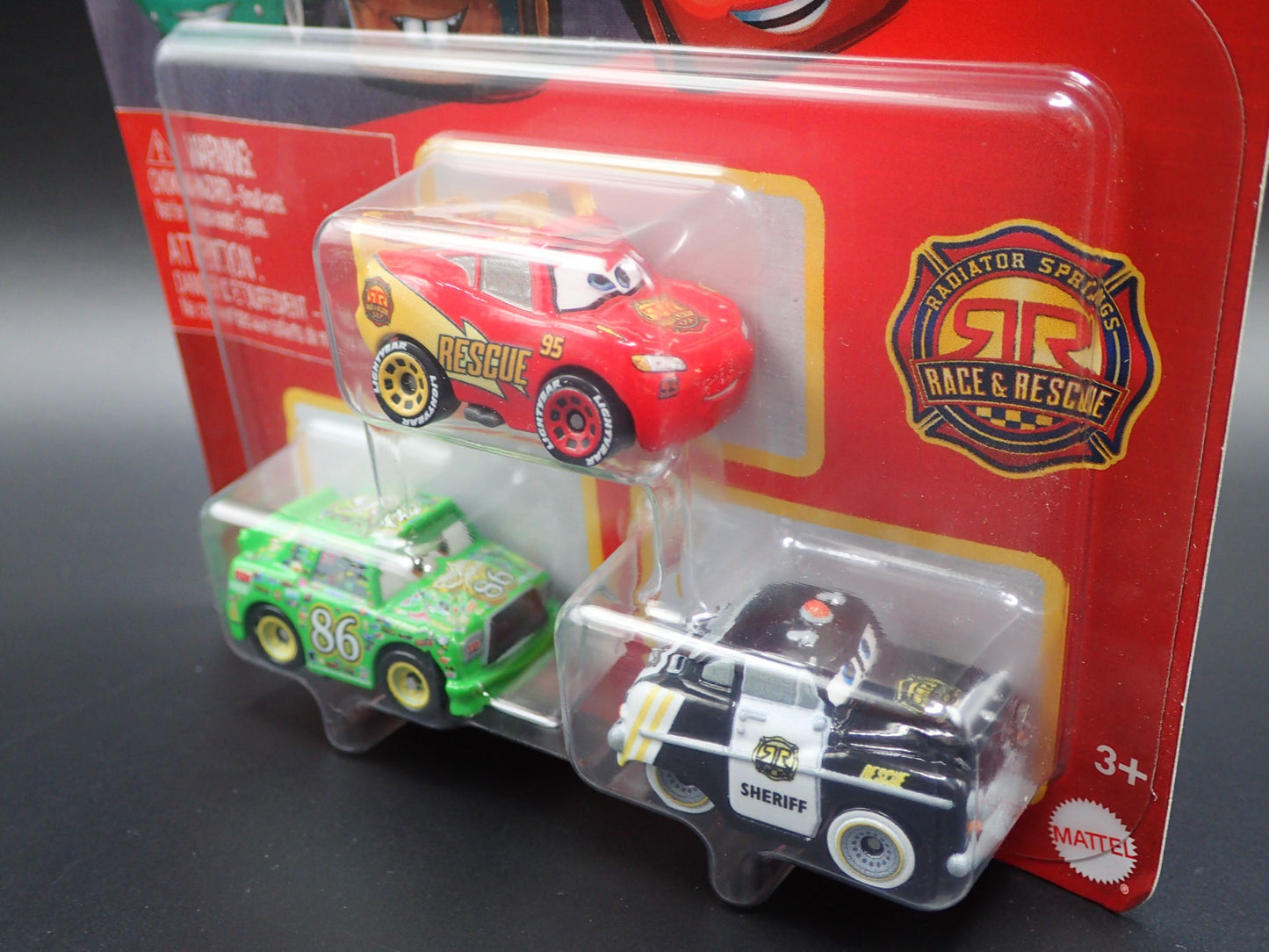 2025 DISNEY PIXAR CARS MINI RACERS 3 PACK MCQUEEN, CHICK , SHERIFF RACE & RESCUE