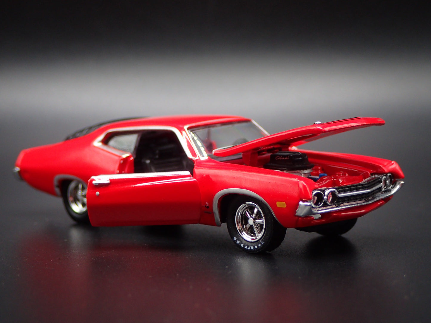 1970 70 FORD TORINO COBRA RED 1:64 SCALE COLLECTIBLE DIORAMA DIECAST MODEL CAR