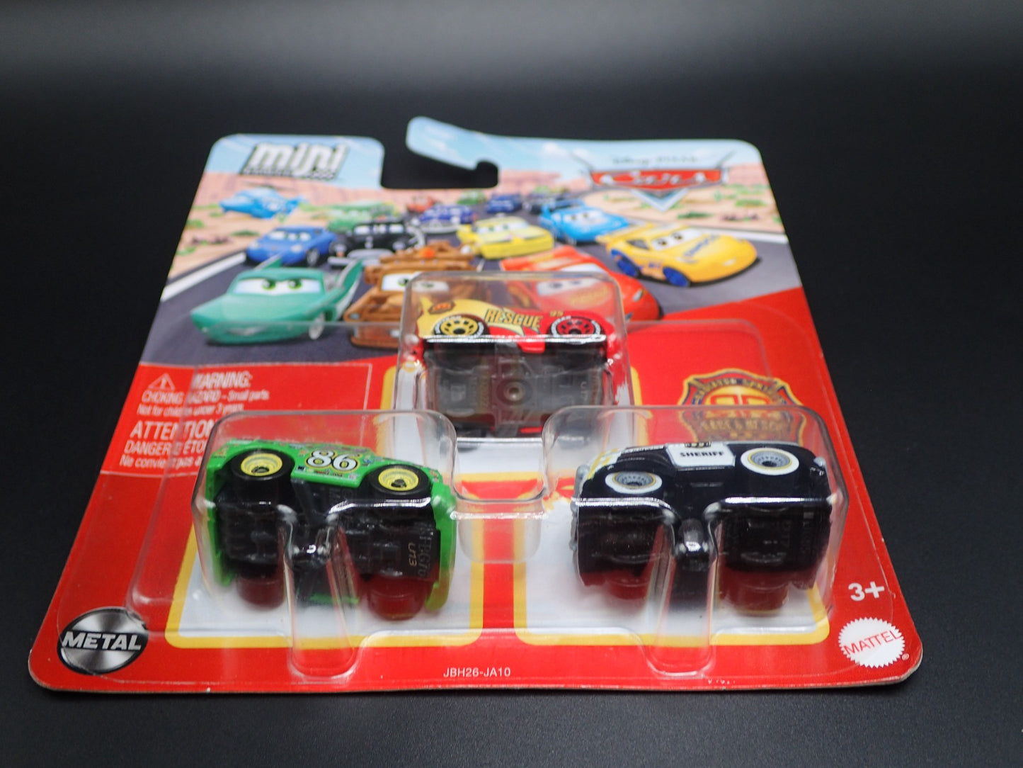 2025 DISNEY PIXAR CARS MINI RACERS 3 PACK MCQUEEN, CHICK , SHERIFF RACE & RESCUE