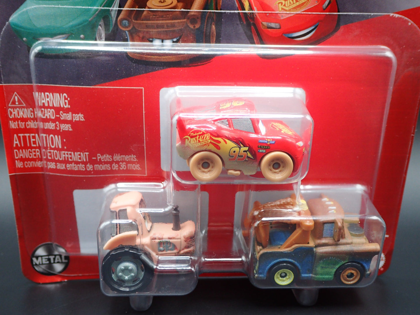 2025 DISNEY PIXAR CARS MINI RACERS 3 PACK MCQUEEN, MATER, TRACTOR DIECAST MICRO