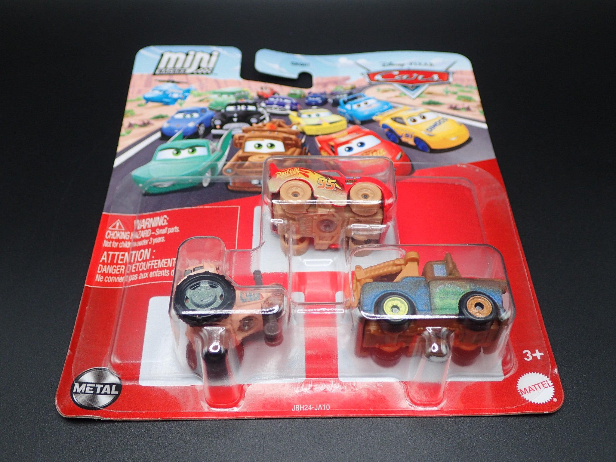 2025 DISNEY PIXAR CARS MINI RACERS 3 PACK MCQUEEN, MATER, TRACTOR