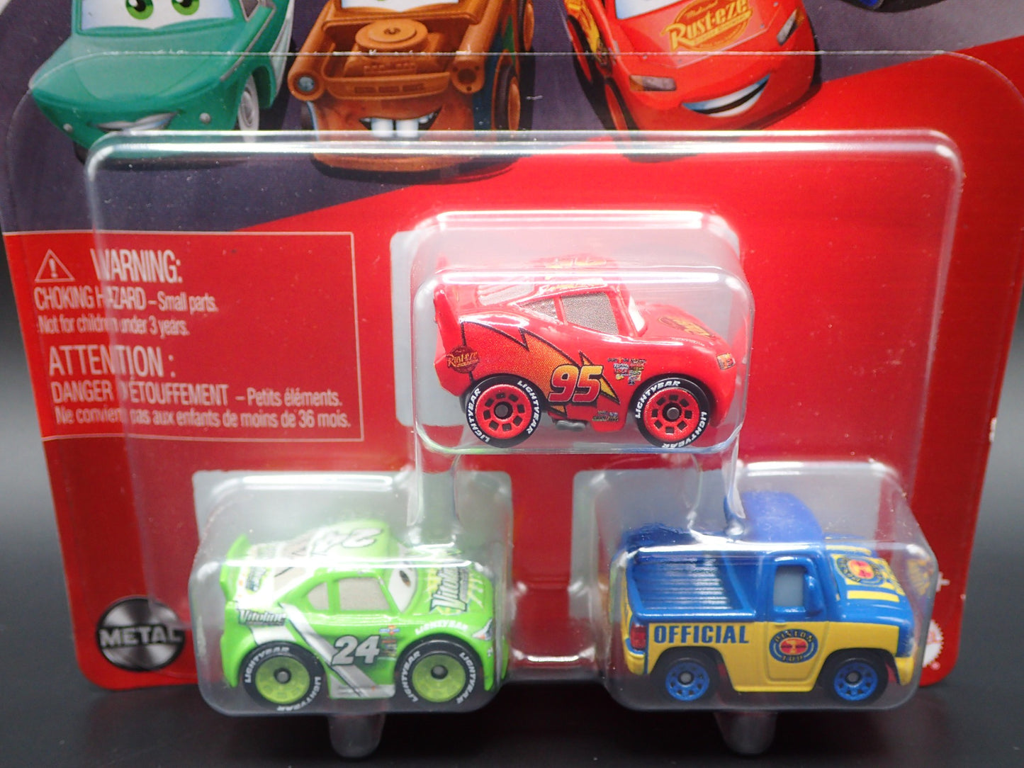 2025 DISNEY PIXAR CARS MINI RACERS 3 PACK MCQUEEN, BRICK, HOOVER DIECAST MICRO
