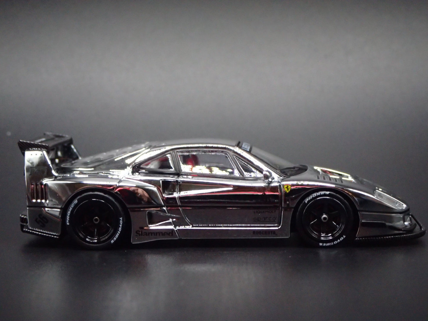 1987-1992 FERRARI F40 LBWK LIBERTY WALK CHROME 1:64 SCALE DIECAST MODEL CAR