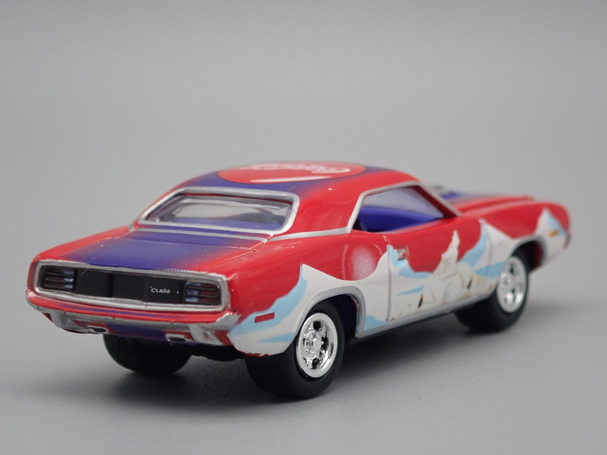 1970 PLYMOUTH CUDA COCA-COLA COKE RARE 1:64 SCALE COLLECTIBLE DIECAST MODEL CAR-Burning Rubber Toy Company