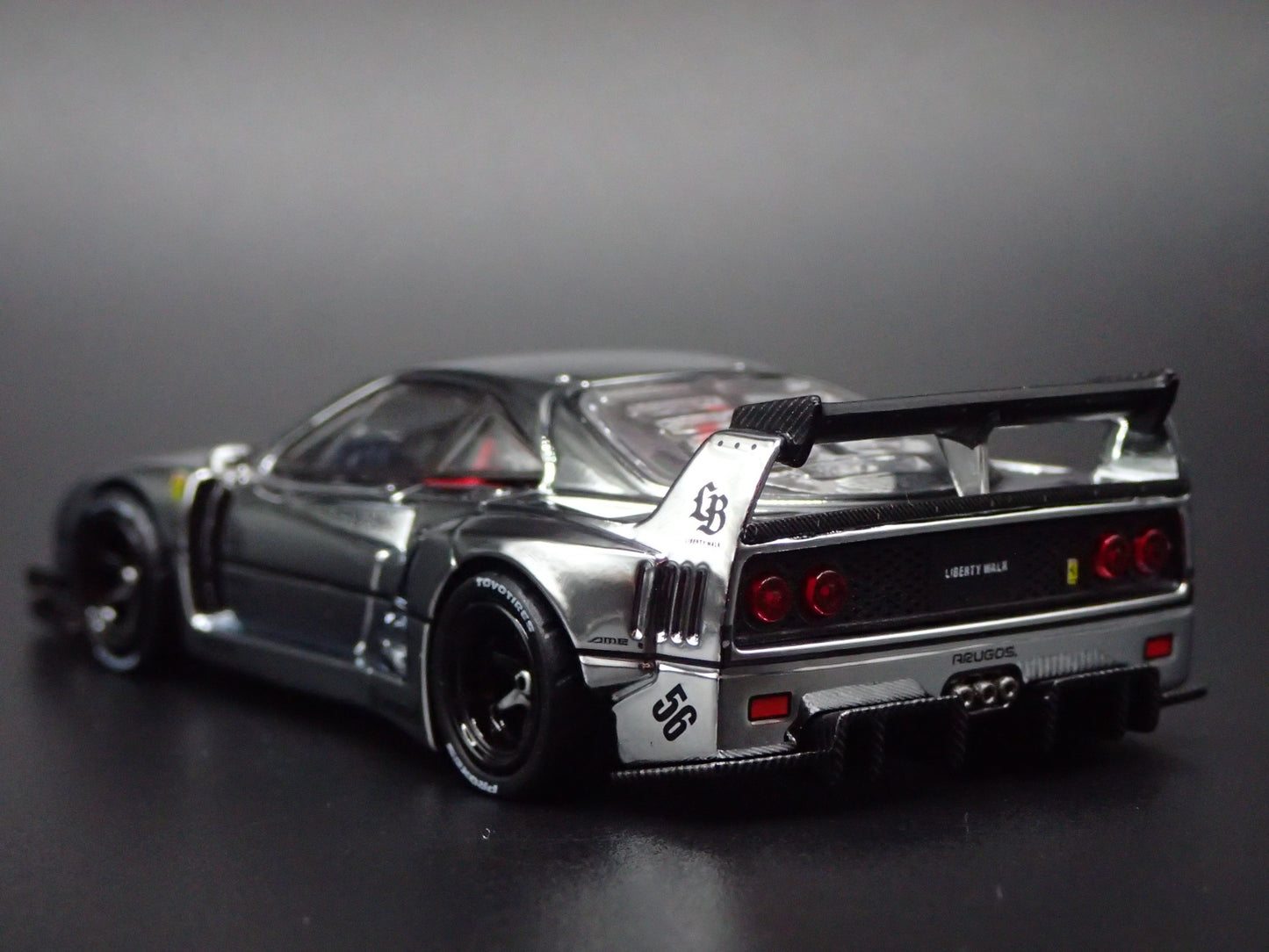1987-1992 FERRARI F40 LBWK LIBERTY WALK CHROME 1:64 SCALE DIECAST MODEL CAR