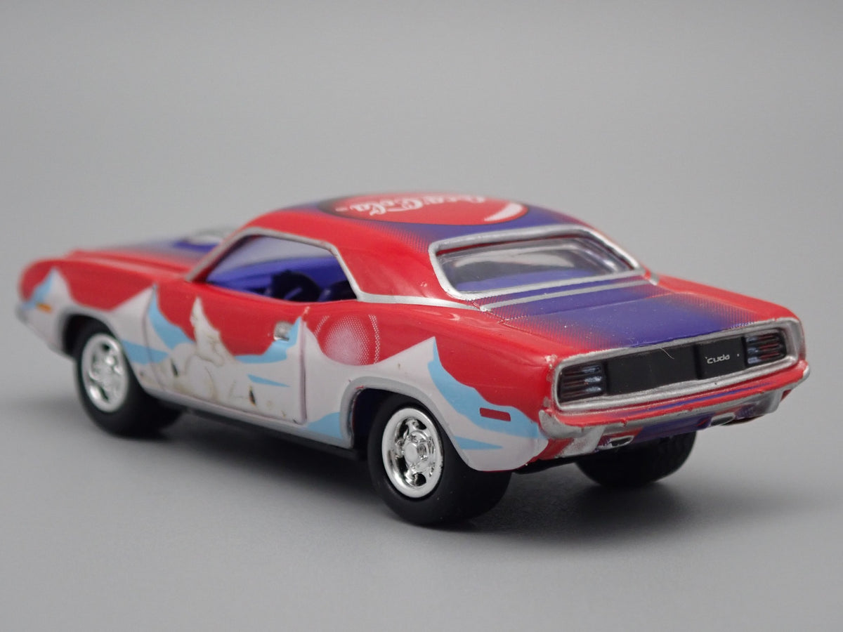 1970 PLYMOUTH CUDA COCA-COLA COKE RARE 1:64 SCALE COLLECTIBLE DIECAST MODEL CAR-Burning Rubber Toy Company