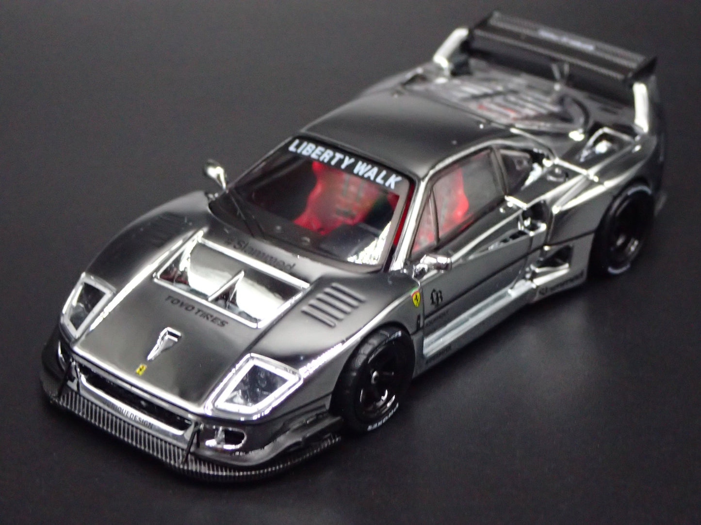 1987-1992 FERRARI F40 LBWK LIBERTY WALK CHROME 1:64 SCALE DIECAST MODEL CAR