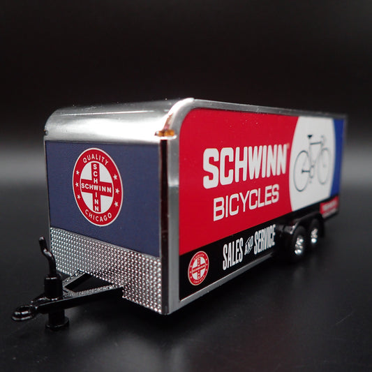 SCHWINN BICYCLES ENCLOSED CAR TOY HAULER TRAILER w OPENING DOOR 1:64 SCALE MODEL