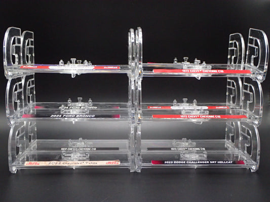 LOT OF 12 1/64 PLASTIC STACKABLE DISPLAY STANDS FOR DIECAST MODEL CARS AND TRUCK