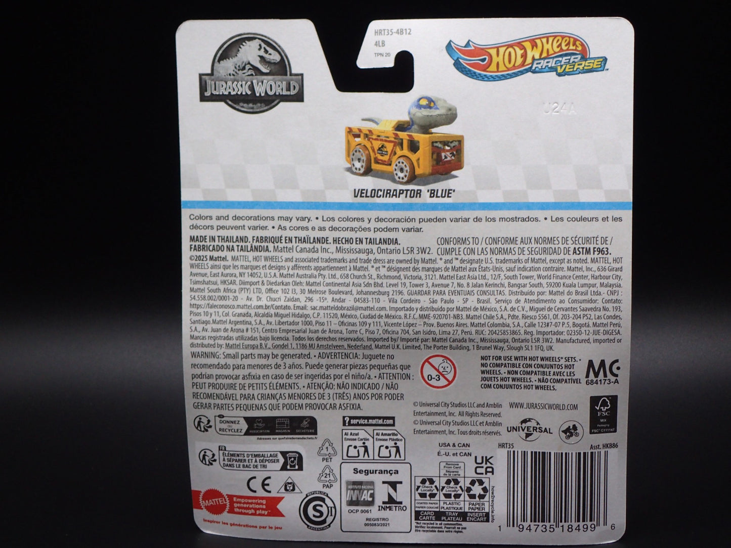 2025 HOT WHEELS RACER VERSE JURASSIC WORKD VELOCIRAPTOR BLUE