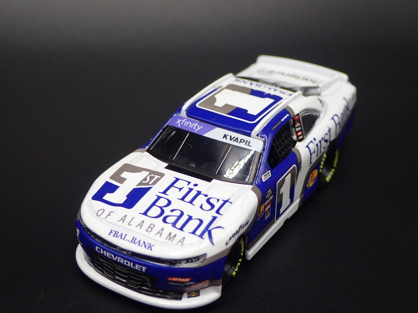 2025 CHEVY 1 CARSON KVAPIL FIRST BANK OF ALABAMA NASCAR 1:64 SCALE DIECAST CAR