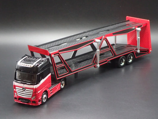 MERCEDES BENZ ACTROS 1851 & CAR TRANSPORTER HAULER TRAILER 1:64 SCALE MODEL SET