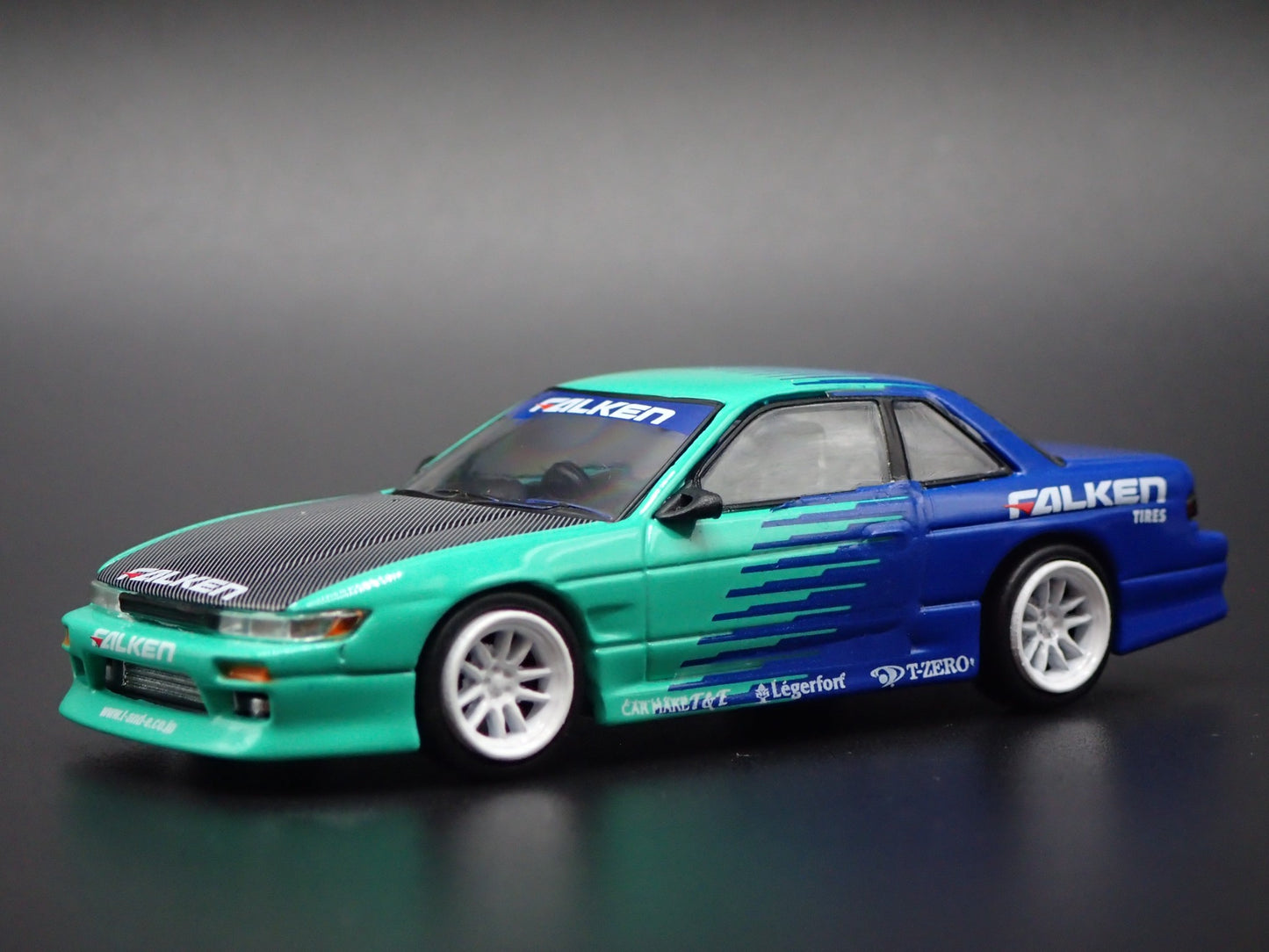 1988-1993 NISSAN SILVIA S13 VERTEX FALKEN JDM BLUE 1:64 SCALE DIECAST MODEL CAR