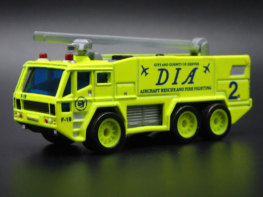 DENVER DIA AIRPORT FIRE TRUCK LIME 1:64 MB SCALE DIORAMA DIECAST MODEL CAR