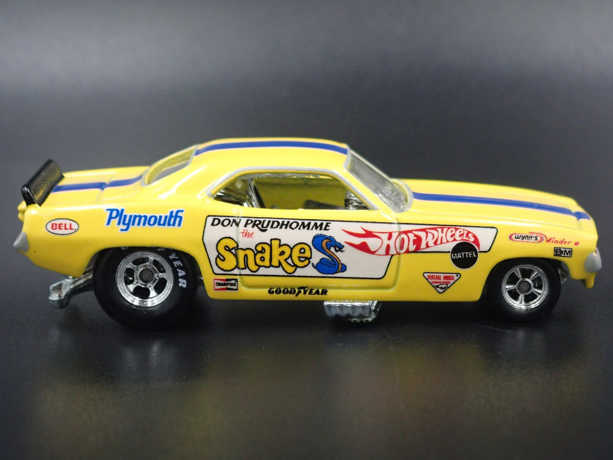 1972 PLYMOUTH CUDA SNAKE DON PRUDHOMME HOT WHEELS 1:64 SCALE DIECAST MODEL CAR-Burning Rubber Toy Company