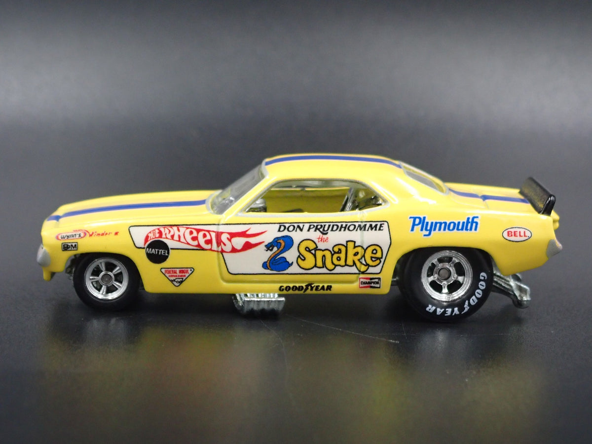 1972 PLYMOUTH CUDA SNAKE DON PRUDHOMME HOT WHEELS 1:64 SCALE DIECAST MODEL CAR-Burning Rubber Toy Company