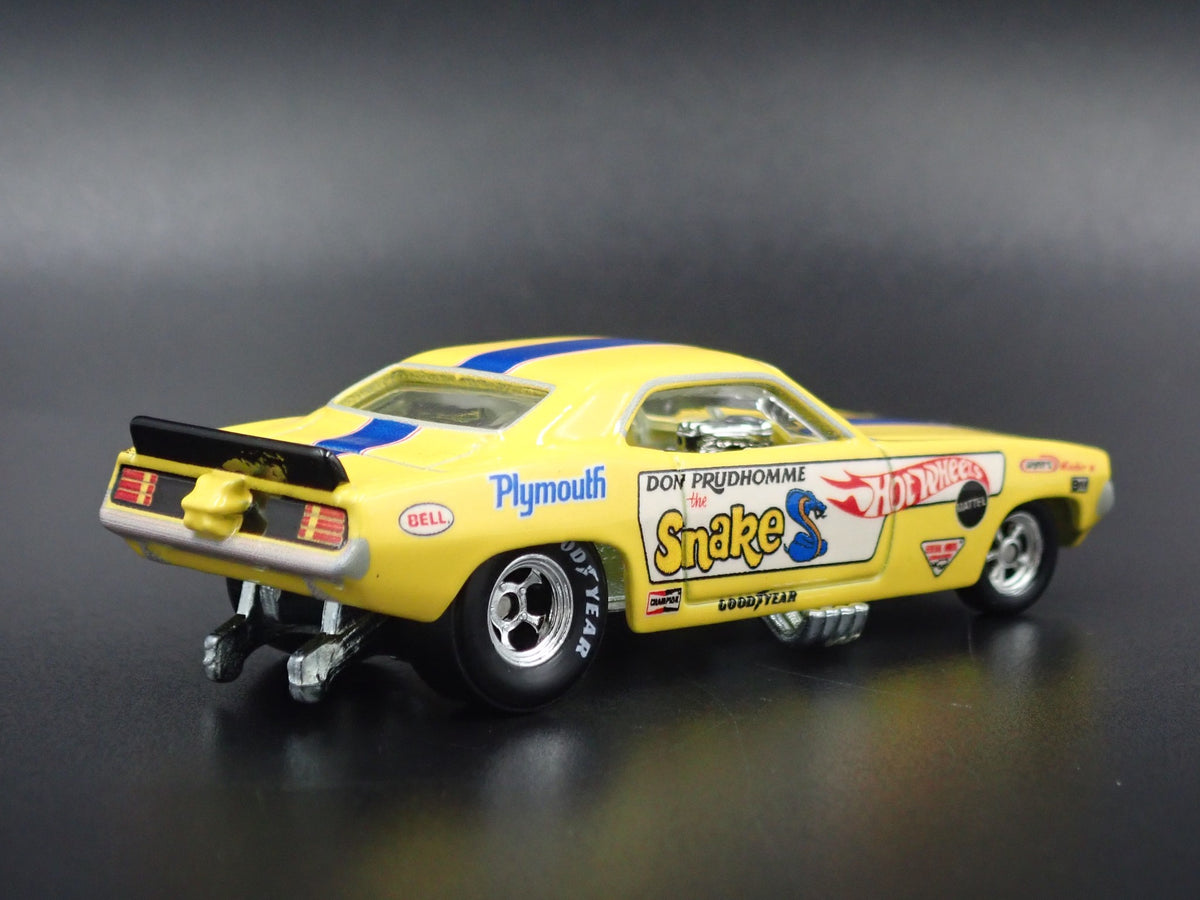 1972 PLYMOUTH CUDA SNAKE DON PRUDHOMME HOT WHEELS 1:64 SCALE DIECAST MODEL CAR-Burning Rubber Toy Company