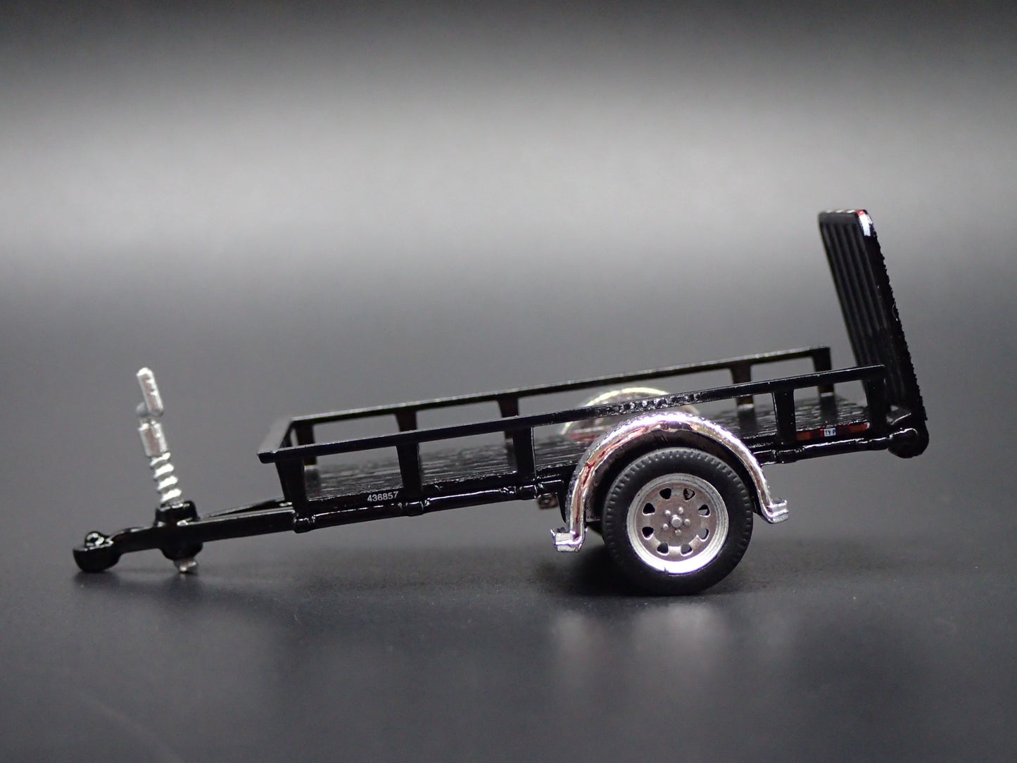 UTILITY TRAILER RUBBER TIRES with WORKING RAMPS 1:64 SCALE DIORAMA DIECAST MODEL