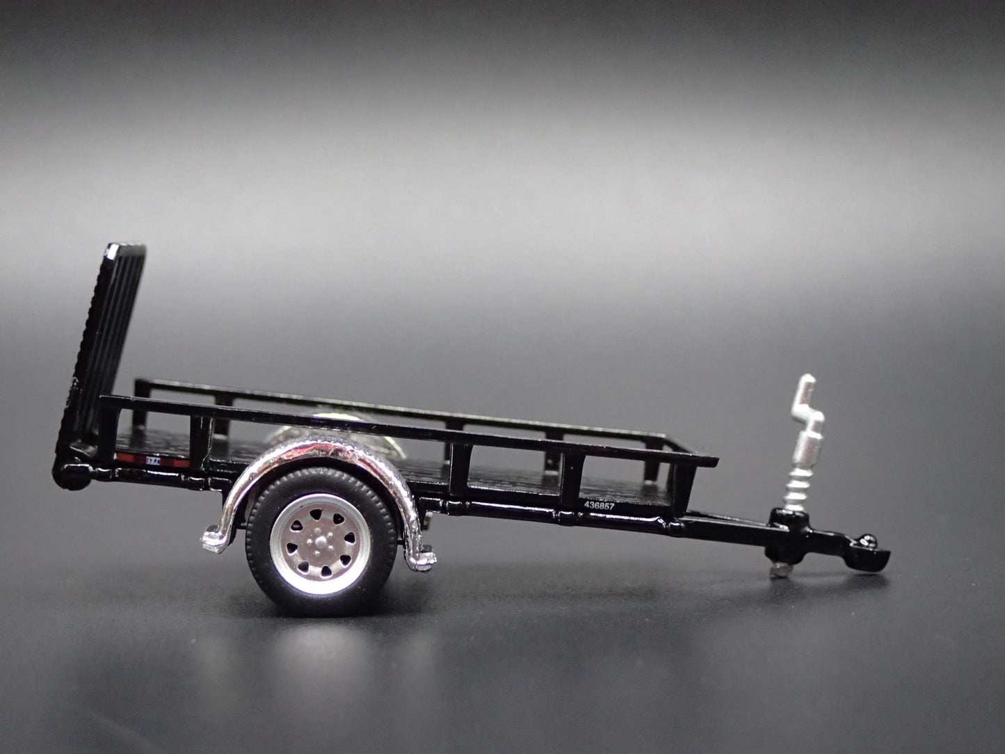 UTILITY TRAILER RUBBER TIRES with WORKING RAMPS 1:64 SCALE DIORAMA DIECAST MODEL