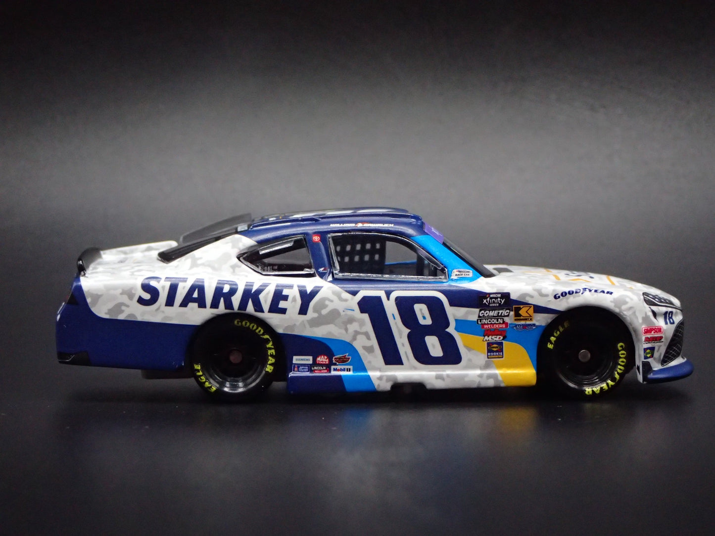 2025 25 TOYOTA SUPRA 18 WILLIAM SAWALICH STARKEY NASCAR 1:64 SCALE MODEL CAR
