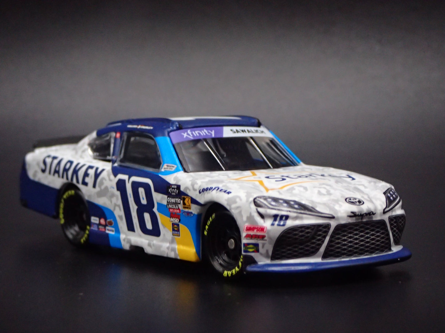 2025 25 TOYOTA SUPRA 18 WILLIAM SAWALICH STARKEY NASCAR 1:64 SCALE MODEL CAR