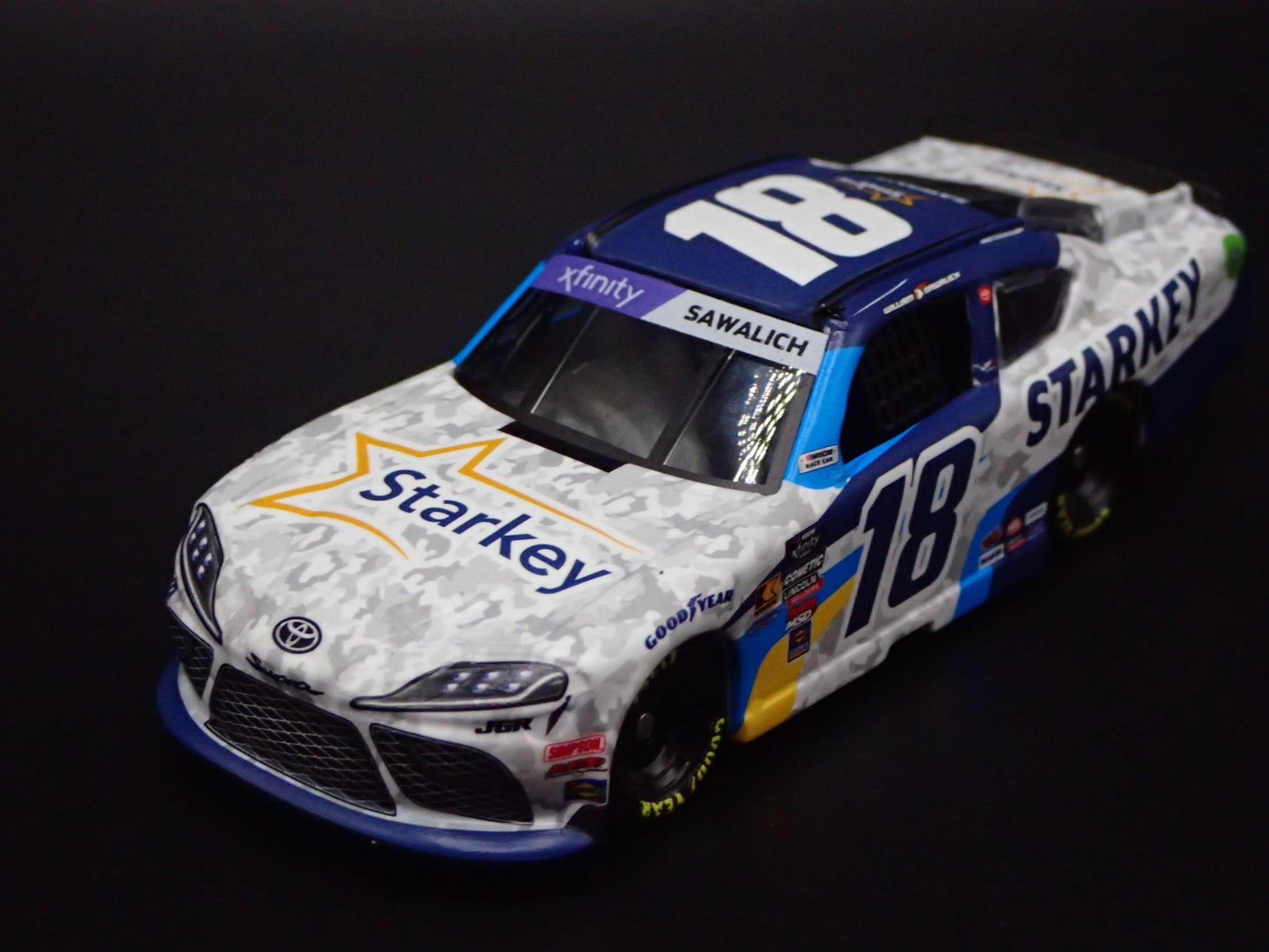 2025 25 TOYOTA SUPRA 18 WILLIAM SAWALICH STARKEY NASCAR 1:64 SCALE MODEL CAR