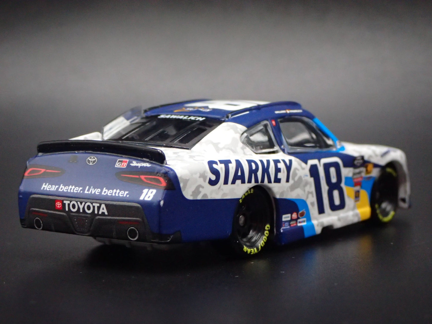 2025 25 TOYOTA SUPRA 18 WILLIAM SAWALICH STARKEY NASCAR 1:64 SCALE MODEL CAR