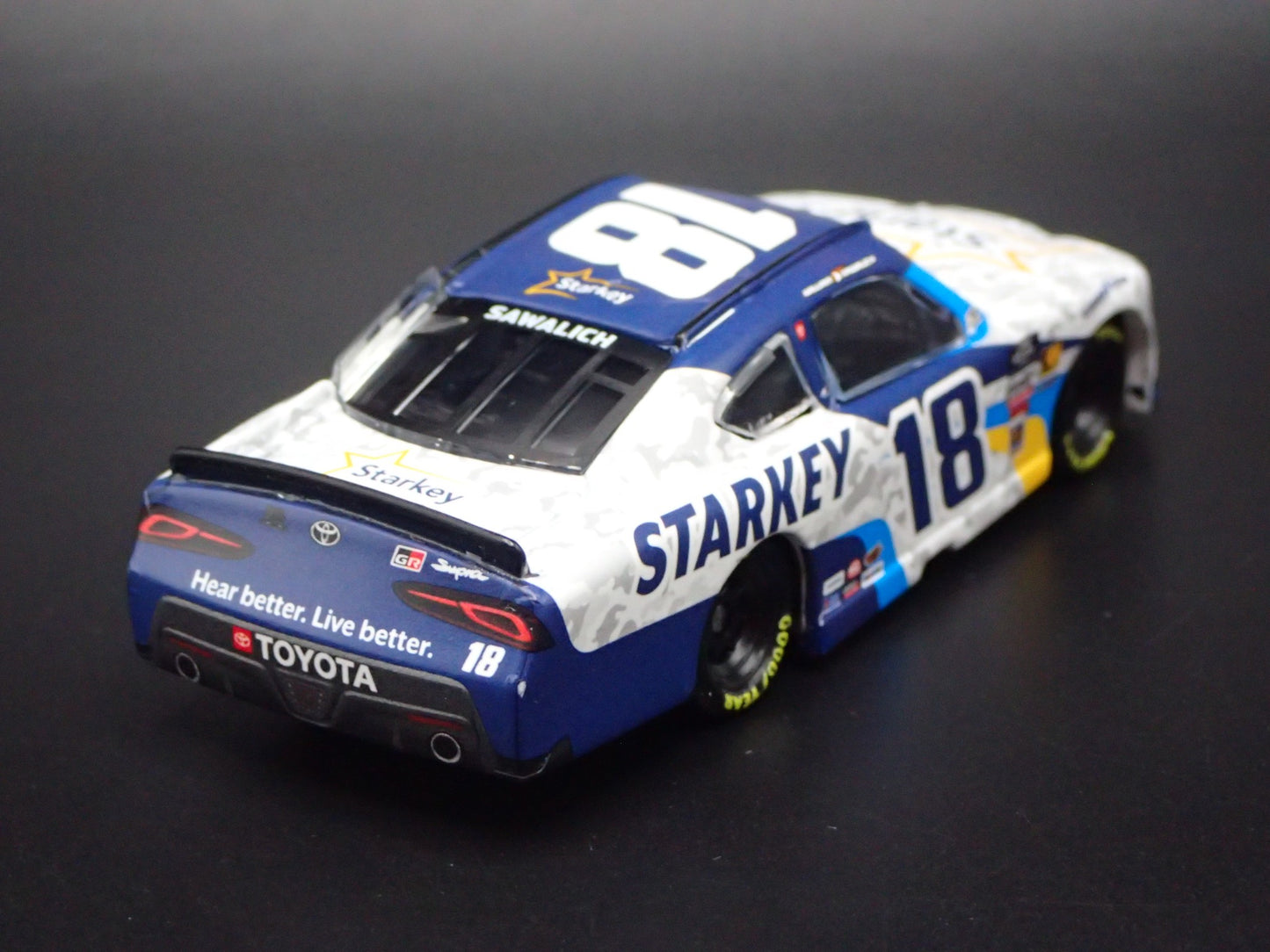 2025 25 TOYOTA SUPRA 18 WILLIAM SAWALICH STARKEY NASCAR 1:64 SCALE MODEL CAR