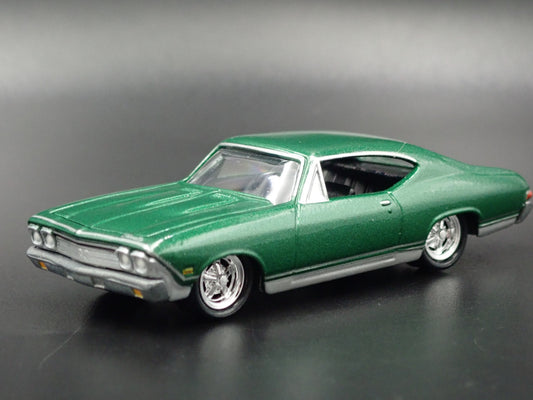 1968 68 CHEVY CHEVROLET CHEVELLE GREEN 1:64 SCALE DIORAMA DIECAST MODEL CAR