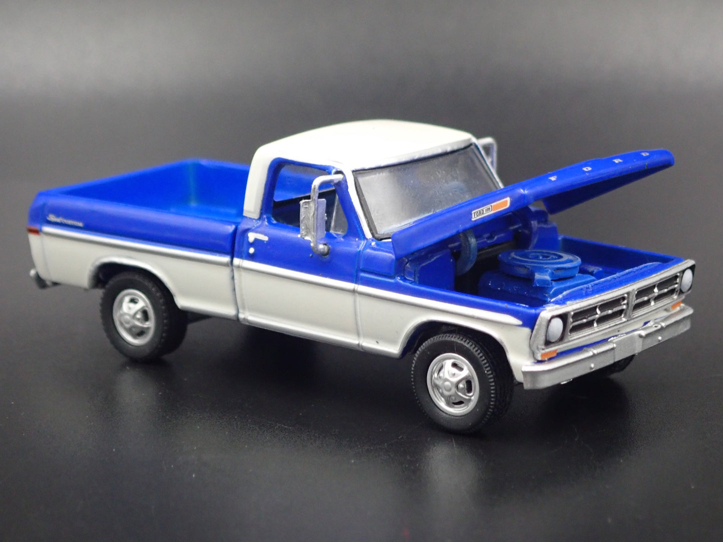 1972 FORD F100 SHORT BED PICKUP TRUCK W HITCH BLUE 1/64 SCALE DIECAST MODEL CAR