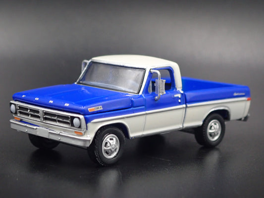 1972 FORD F100 SHORT BED PICKUP TRUCK W HITCH BLUE 1/64 SCALE DIECAST MODEL CAR