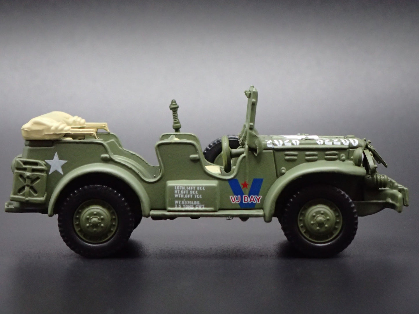 WWII DODGE WC57 COMMAND CAR ARMY MILITARY V-J DAY 1:64 SCALE DIECAST MODEL CAR