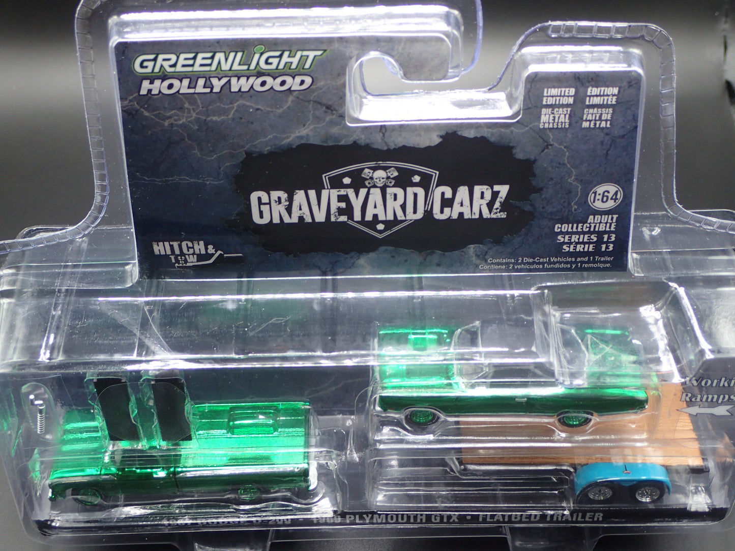 2025 GREENLIGHT GREEN MACHINE GRAVEYARD CARZ D200, GTX HOLLYWOOD HITCH TOW 13