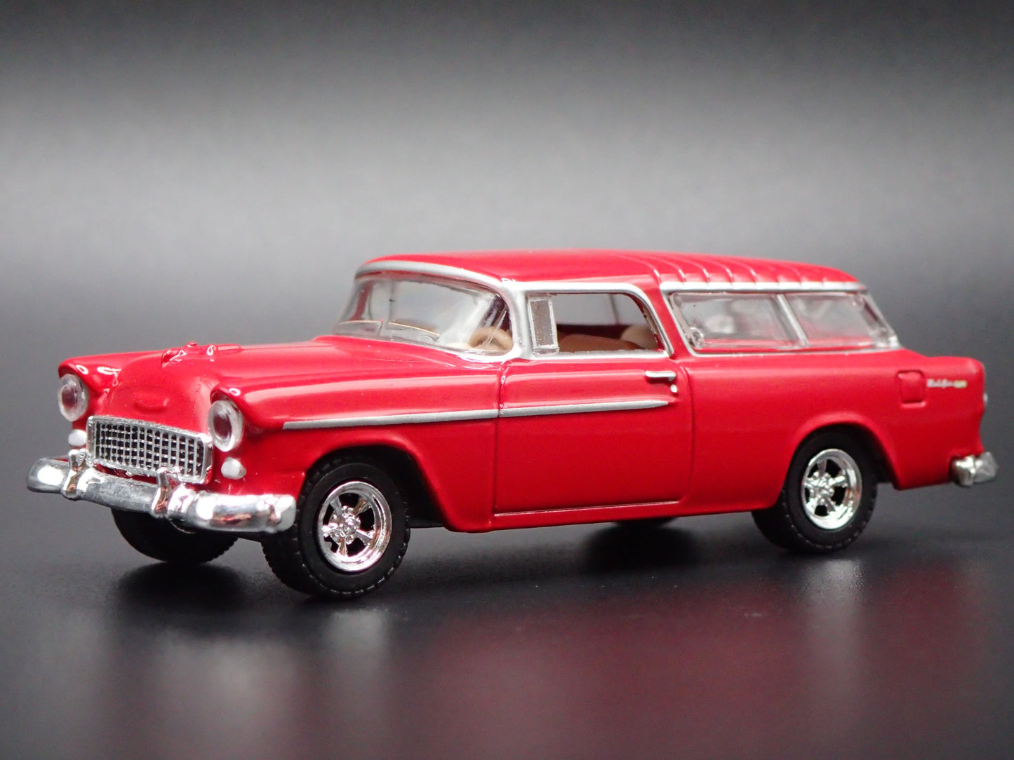 1955 55 CHEVY CHEVROLET NOMAD STATION WAGON RED 1:64 SCALE DIECAST MODEL CAR
