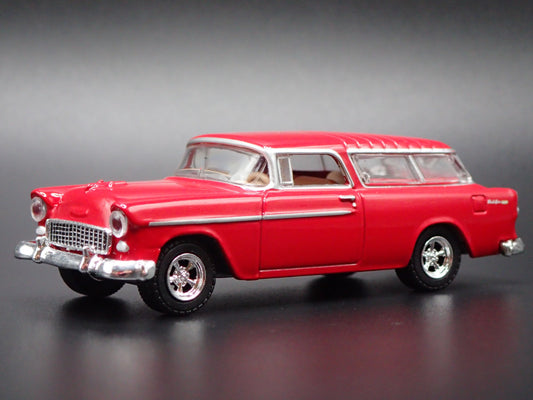 1955 55 CHEVY CHEVROLET NOMAD STATION WAGON RED 1:64 SCALE DIECAST MODEL CAR