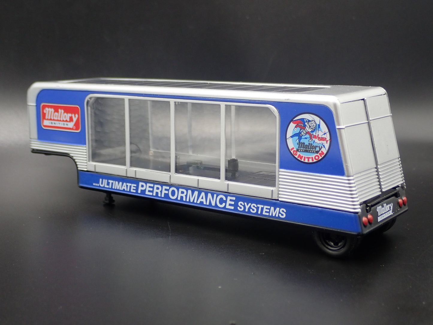 MALLORY DISPLAY CAR HAULER TRAILER w/ OPENING DOOR 1:64 SCALE DIECAST MODEL CAR