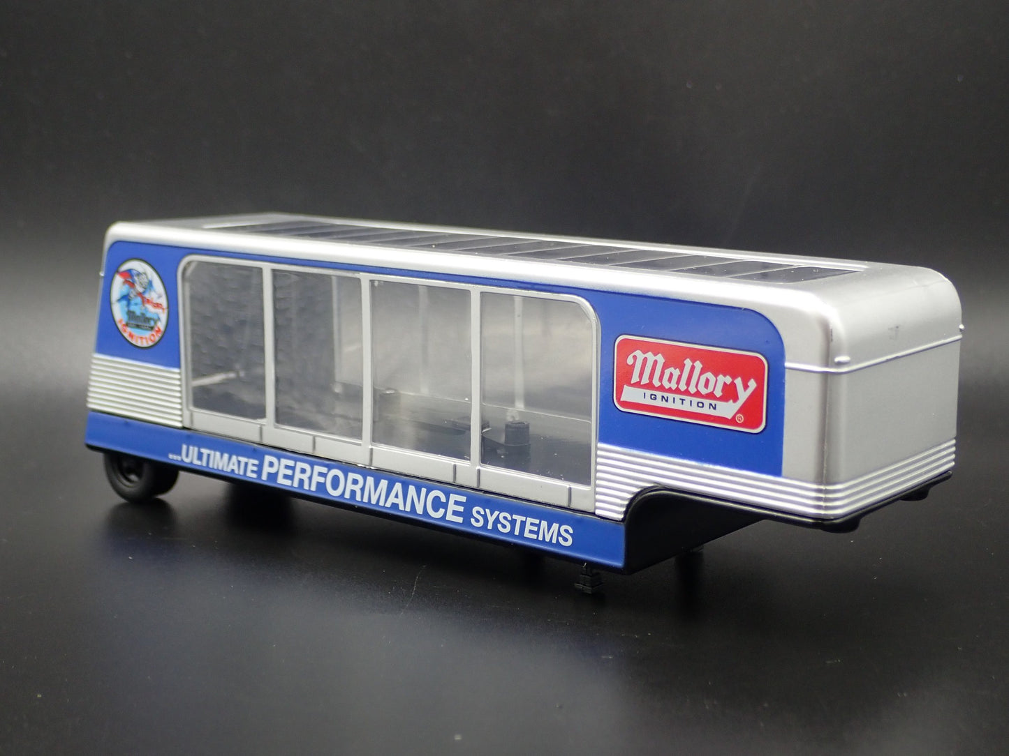 MALLORY DISPLAY CAR HAULER TRAILER w/ OPENING DOOR 1:64 SCALE DIECAST MODEL CAR