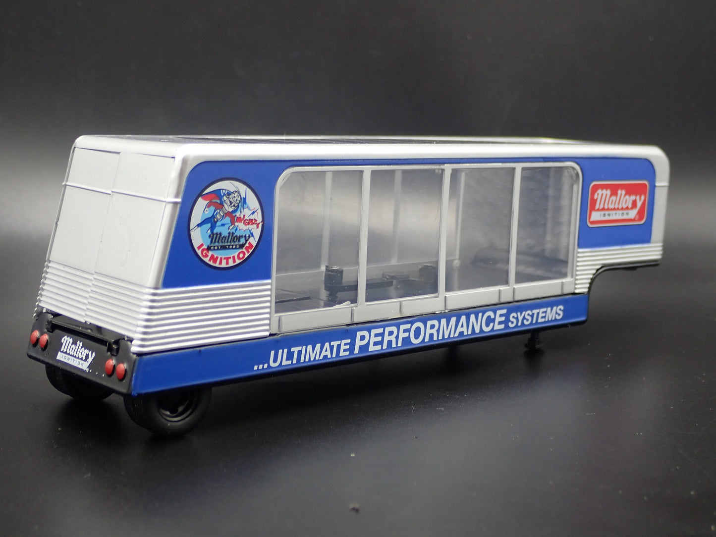 MALLORY DISPLAY CAR HAULER TRAILER w/ OPENING DOOR 1:64 SCALE DIECAST MODEL CAR