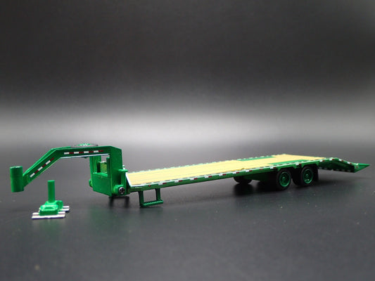 GOOSENECK FLATBED TRAILER w LOADING RAMP, HITCH 1:64 SCALE DIORAMA DIECAST MODEL