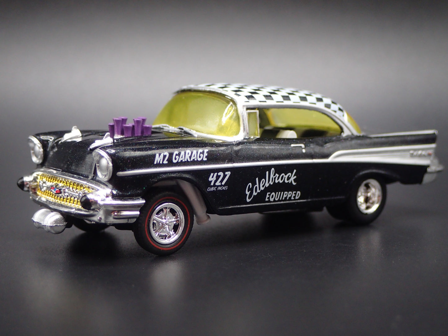 1957 57 CHEVY CHEVROLET BEL AIR GASSER EDELBROCK 1:64 SCALE DIECAST MODEL CAR