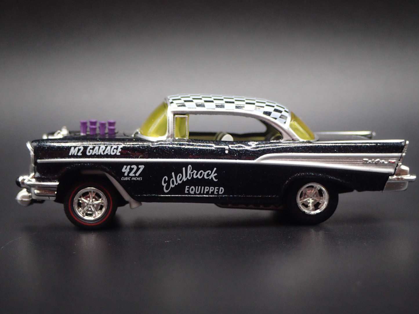 1957 57 CHEVY CHEVROLET BEL AIR GASSER EDELBROCK 1:64 SCALE DIECAST MODEL CAR